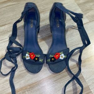 Kenneth Cole Reaction Jean Floral Wrap up Heels